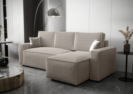 Ecksofa AMRO Cord BEIGE Schlafsofa