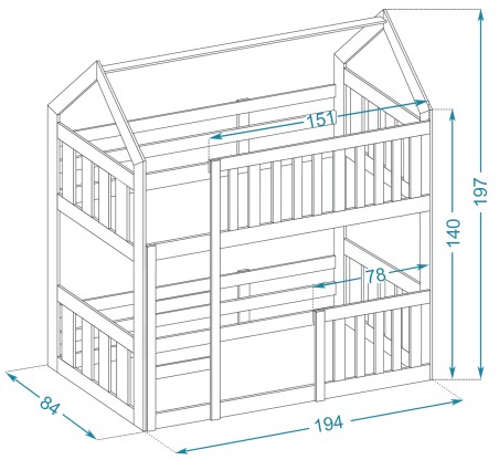 Kinderbett Etagenbett LILI 80x160/190cm