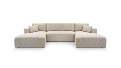 Wohnlandschaft PULA-U Cord Schlafsofa BEIGE