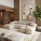 Wohnlandschaft PULA-U Cord Schlafsofa BEIGE