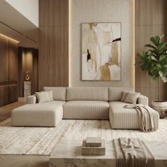 Wohnlandschaft PULA-U Cord Schlafsofa BEIGE