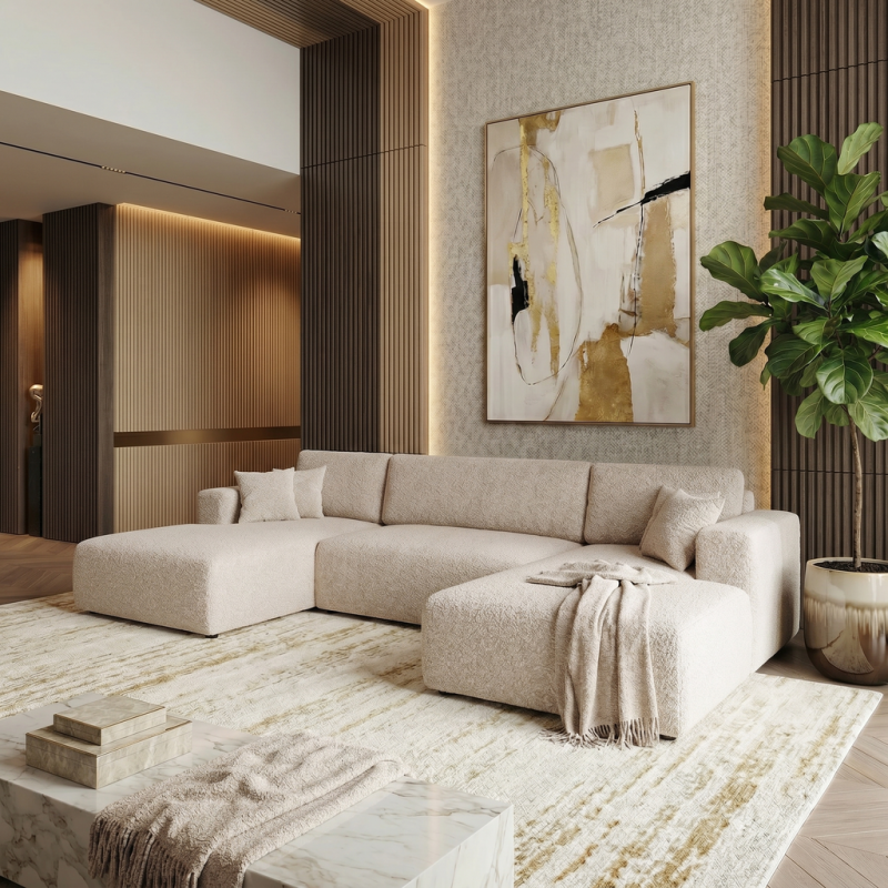Wohnlandschaft PULA-U Schlafsofa Boucle
